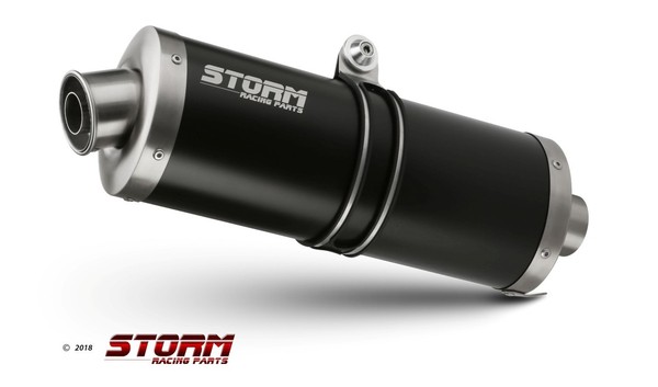 Storm Oval Auspuff Schwarz Passend FüR Suzuki GSF 1200 Bandit 2001-2003-image