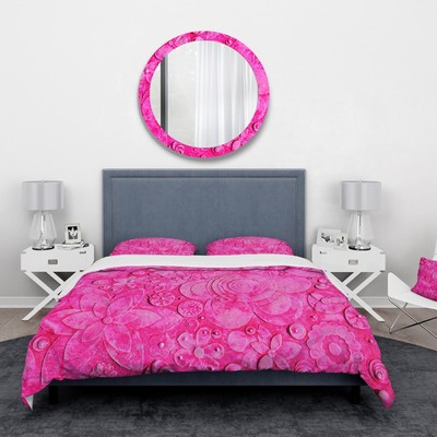 Designart 'Summer hawaiin Flowers' Digital Bedding Set - Pink Twin Cover + 1 sha