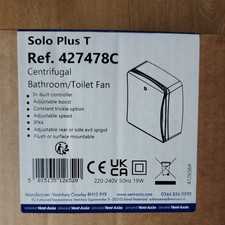 Vent Axia Solo Plus T Bathroom/Toilet Extract Fan with Timer 427478C