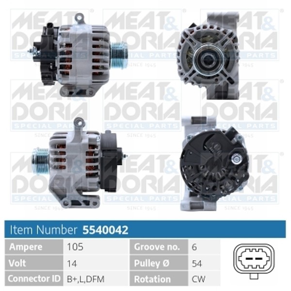 Lichtmaschine Generator Lima Meat & Doria 5540042 14V FüR Opel Agila H00 Corsa-image