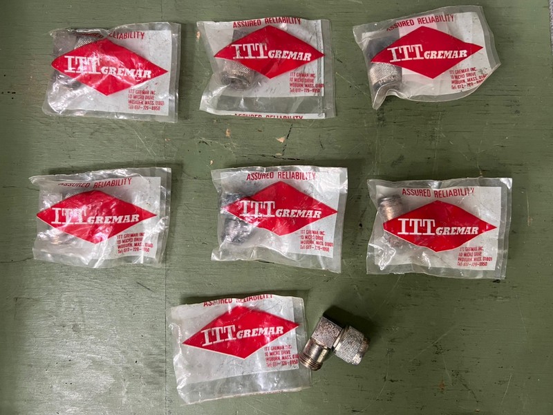 Lot of 7 NOS ITT GREMAR UG-27B/U Silver Plated Right Angle N Connector