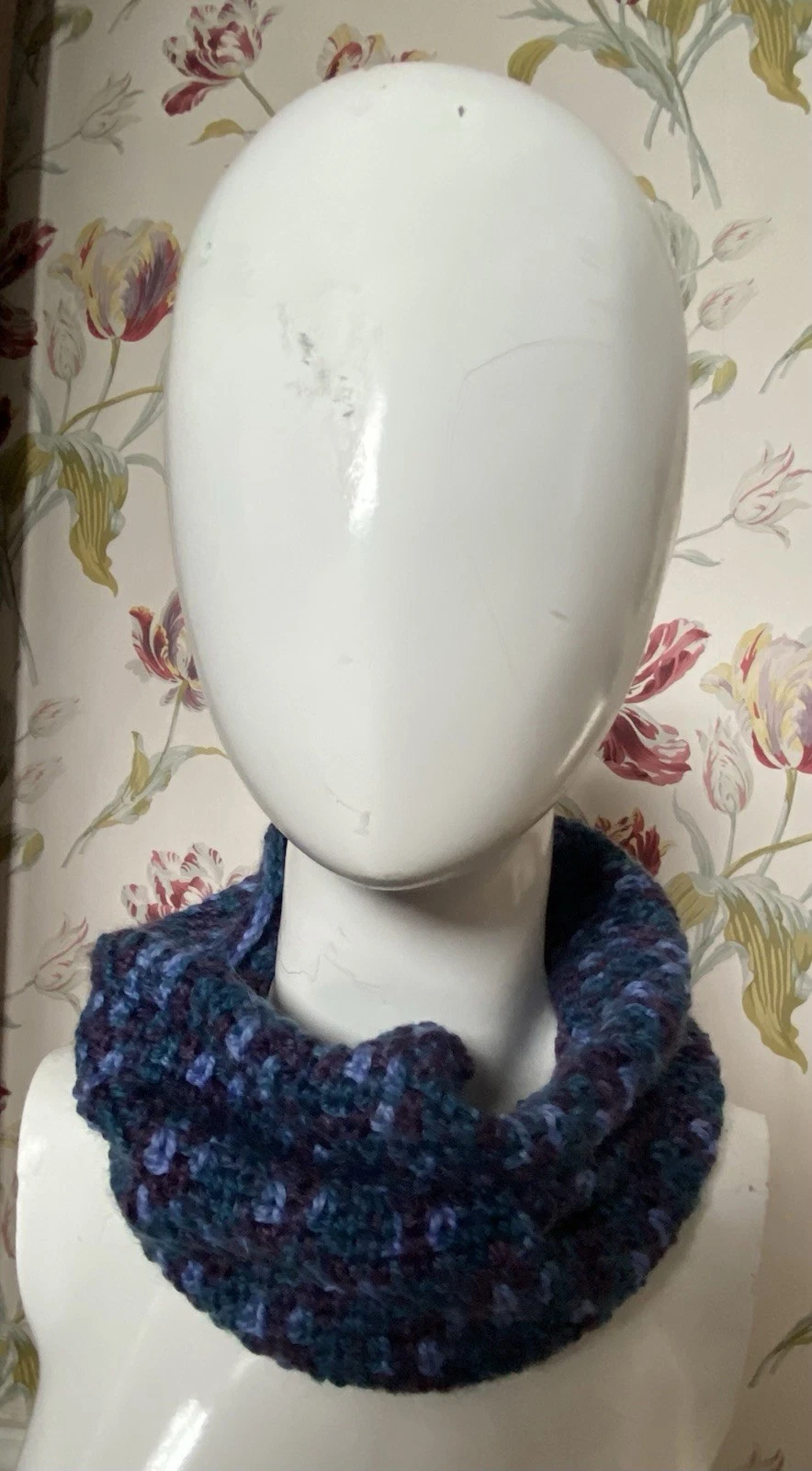 Hand Made Blue Crochet Neck Warmer Tube Unisex