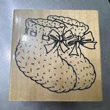 Anitas Rubber Wood Stamp Scrapbook PaperCrafts Baby Booties Slippers 3.5" x 3.5"