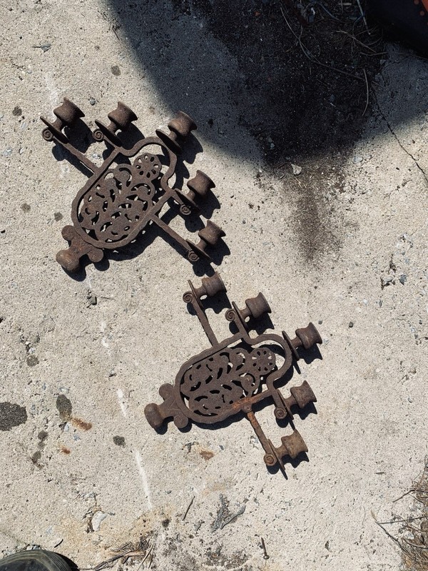 Vintage Cast Metal Menorah Jewish Candelabra 5 Arm Rustic Candle Holder