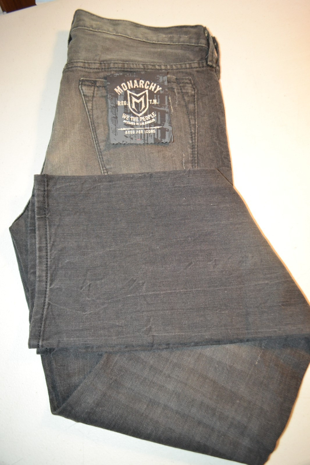 NWT Monarchy Men Straight Black Distressed Cotton Blend Jeans Sz 32x34 image 5