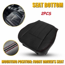 Leather 2X Fit Dodge Grand Caravan 2008-2020 Black&Red Driver Bottom Seat Cover
