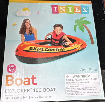 Intex Explorer 100 Boat Inflatable Raft 58in x 33in x 14in Ages 6+