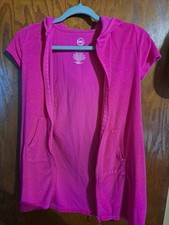 Wonder Nation Girls Terry Toweling Hooded Zip Swimsuit Coverup, Size L 10/12