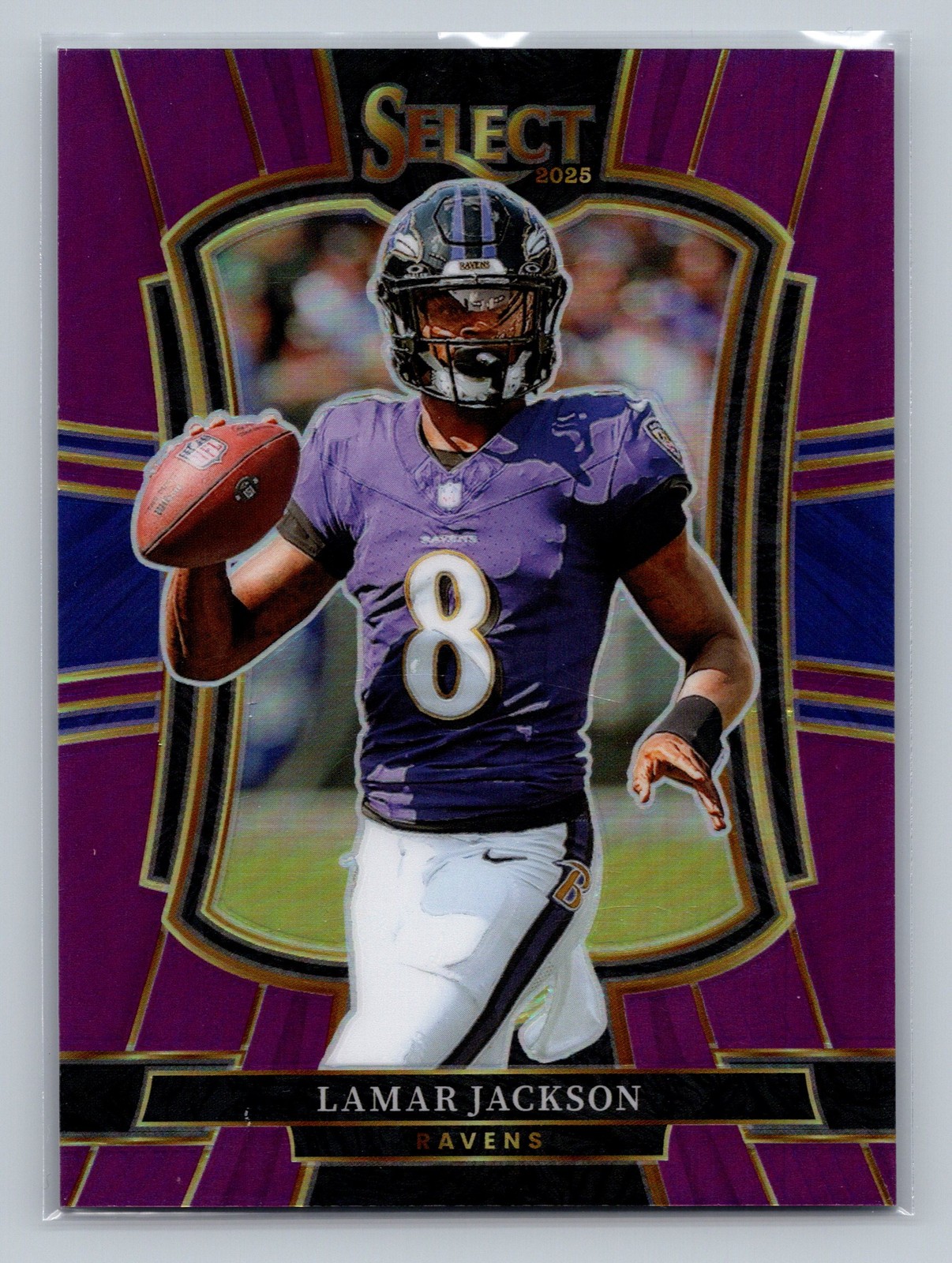 2025 Panini Select #160 Lamar Jackson Purple Prizm #/75 Color Match