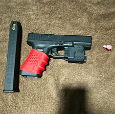 Glock 18C Gas Airsoft Pistol w/ Extended Magazine & Tactical Light, Black/Red