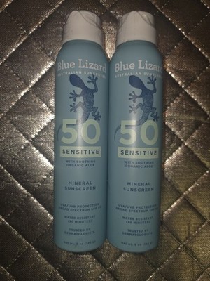 Blue Lizard Australian Sunscreen Sensitive Min Spray SPF 50 Exp 10/2027 Lot Of 2