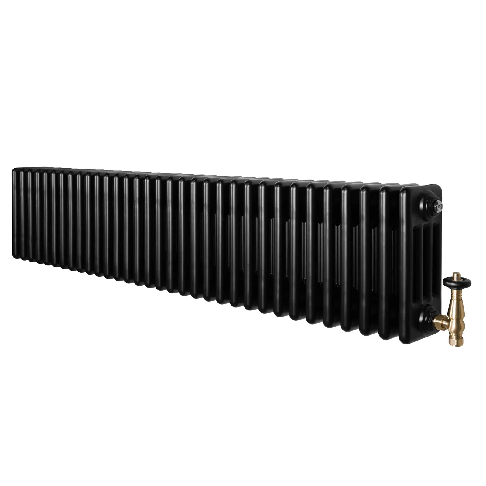 Traditional 4 Column Radiator 300mm x 1505mm & TRV Brass Valves
