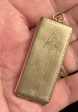 Antique Freemason's Masonic Fraternal Gold Filled Card Holder Locket By S&S Co