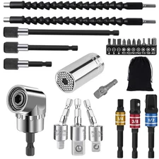 GALLIA Flexible Drill Bit Extension and Universal Socket Wrench Tool Set, Hex...