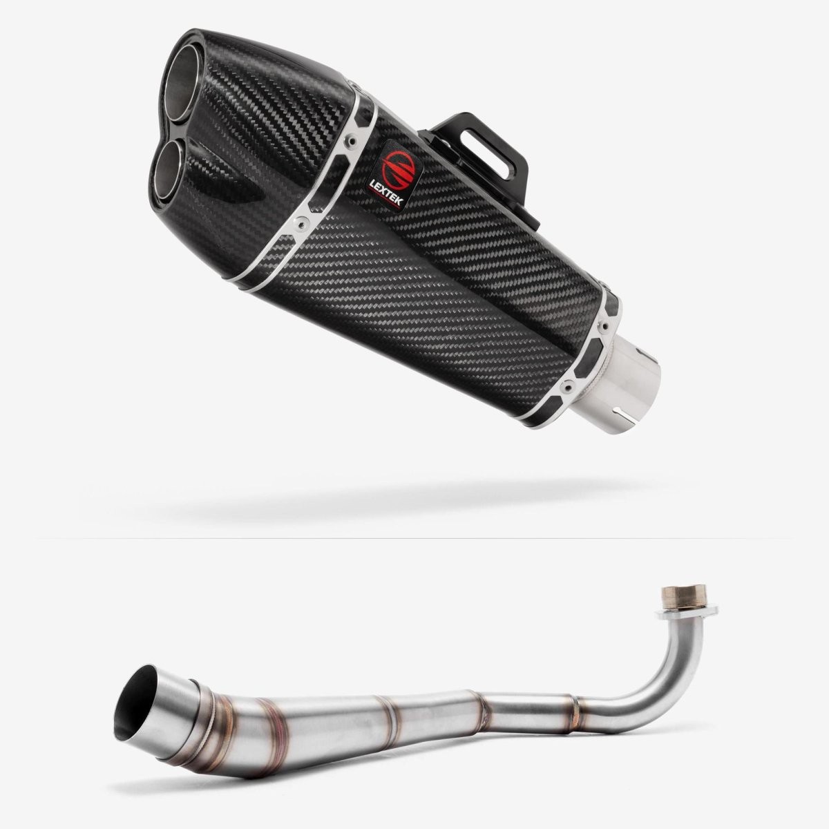 Lextek Carbon Fibre XP13C 210mm Low Level Exhaust System Silencer Chrome Rear