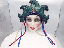 Vintage Clay Art San Francisco USA Lady Face Mask Ceramic Wall Hanging 9.5"