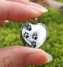 Cremation Jewelry Pendant Urn for Ashes Pet Dog Cat Paw Prints on my Heart in