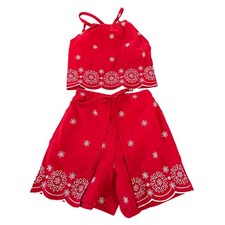 Oshkosh B'gosh Kids' Red 2 Piece Set Size 6 eyelet embroider