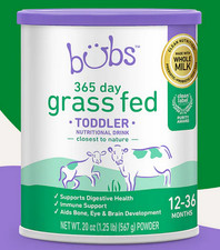 SEALED Bubs 365 Day Grass Fed Toddler Formula 20oz 12-36 Months BB 4/2026