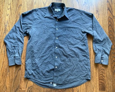 Yves Saint Laurent Dress Shirt Mens Size 40 Gray Long Sleeve Button Up YSL