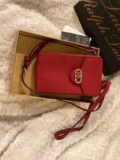 Ralph Lauren Red Pebbled Leather Crossbody Handbag NWT/NIB