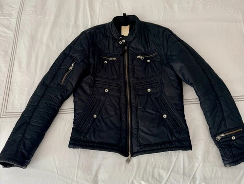 Diesel Vintage Y2K Men’s Size L Black Quilted Moto Jacket Vintage Rising Sun - product listing photo