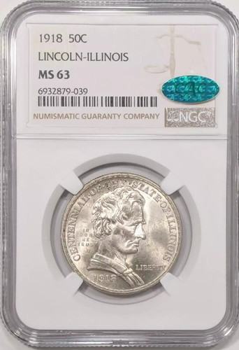 1918 Illinois Commemorative Half Dollar NGC MS-63 CAC