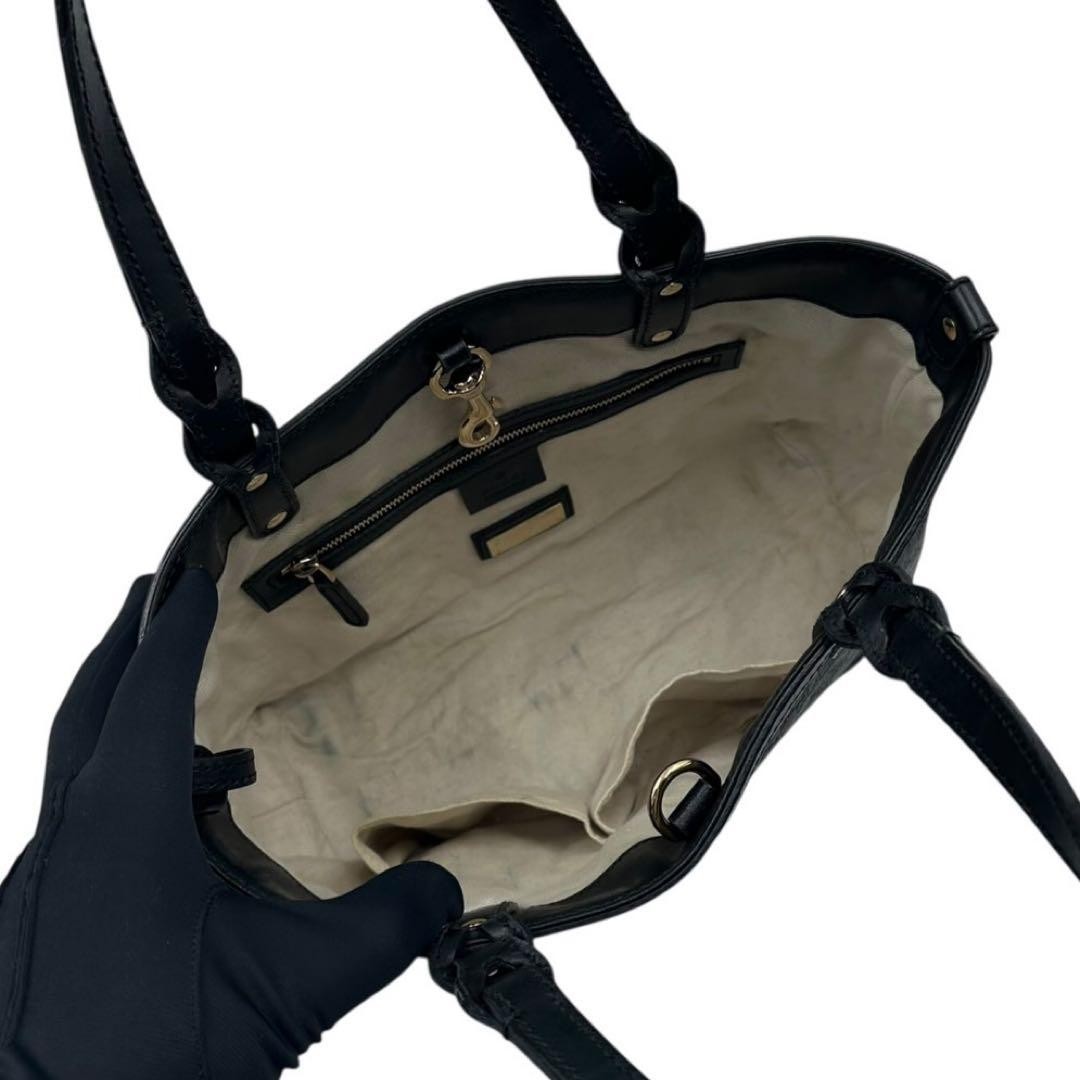 GUCCI Tote Bag GG Shima Micro Leather Black Vintage Excellent Condition thumbnail 8