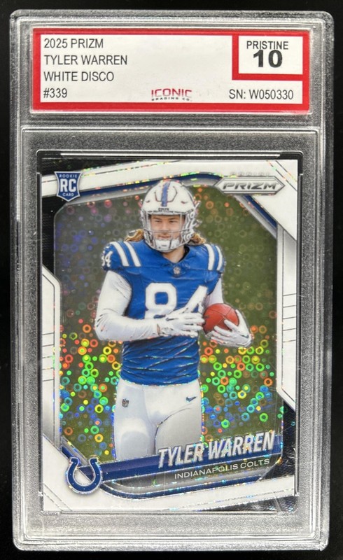 2025 Panini Prizm Tyler Warren RC White Disco Rookie #339 Colts Iconic 10