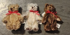 3 Vintage 1996 GUND MOHAIR COLLECTION Miniature BEAR Movable & Jointed 3" Theo
