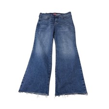 Lucky Brand Sweet Mid Rise Flare Jeans Blue Medium Wash Raw Hem Women 12/31A L29