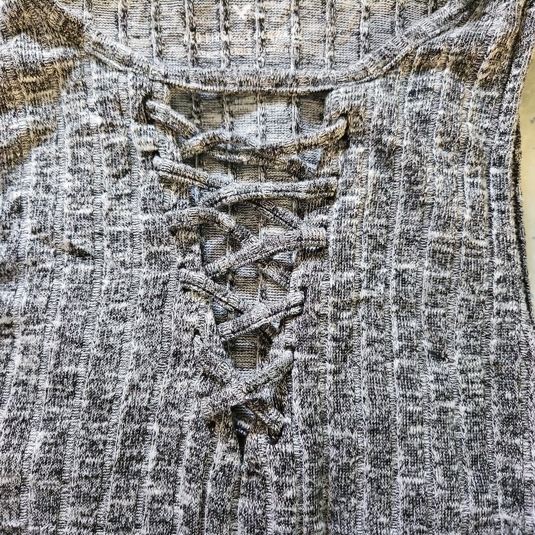 American Eagle AEO First Essentials Gray Knit Tan… - image 3