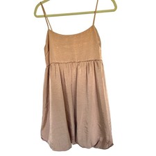 Forever 21 Womens Dress L Rose Gold Babydoll Mini Sleeveless prom Flirt