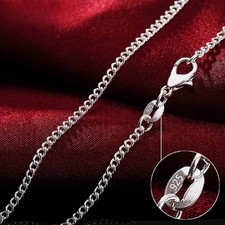 Genuine 925 Sterling Silver Curb Chain Necklace Lobster Clasp 16"-30" Gifts