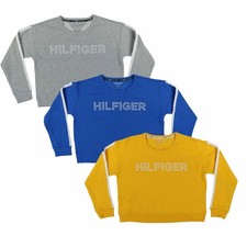 Tommy Hilfiger Womens Sweatshirt Pullover Crew Neck Cropped Graphic Logo New Nwt