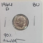1964-D Brilliant Uncirculated (BU) Denver Mint 90% Silver Roosevelt Dime
