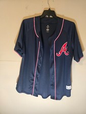 Dynasty Altana Braves Large Jersey Button Down Men's Shirt Short Sleeve Sports