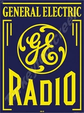 GE Electric Radio 9" x 12" Metal Sign