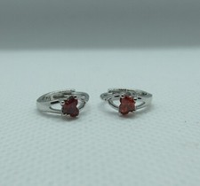 Youth Sterling Silver w Butterfly Gemstone Hoop Earrings