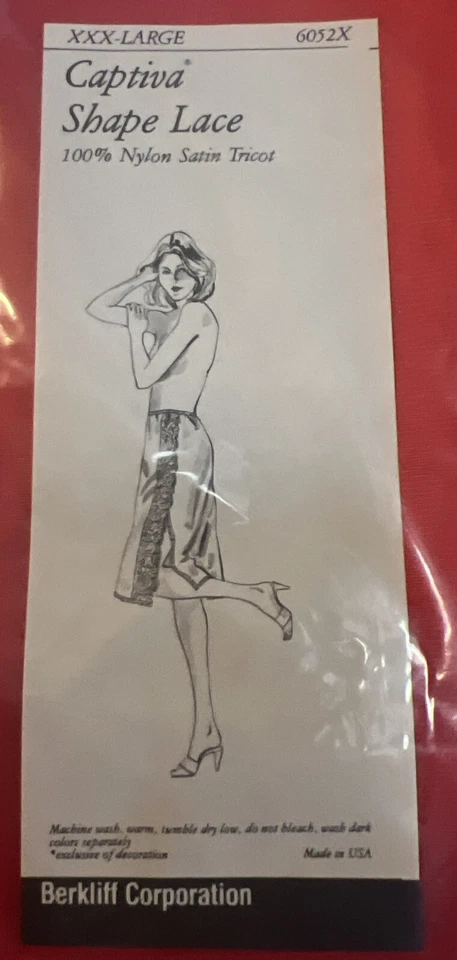 RED SLIP XXX-GRANDE CAPTIVA FORMA ENCAJE 100% NYLON SATINADO-TRICOT EE. UU. 6052X NUEVO Foto 2 de 4