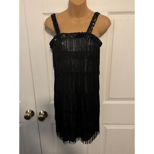 Women's Flapper Roaring 20's Dress Costume Fringe Sequins Size S
