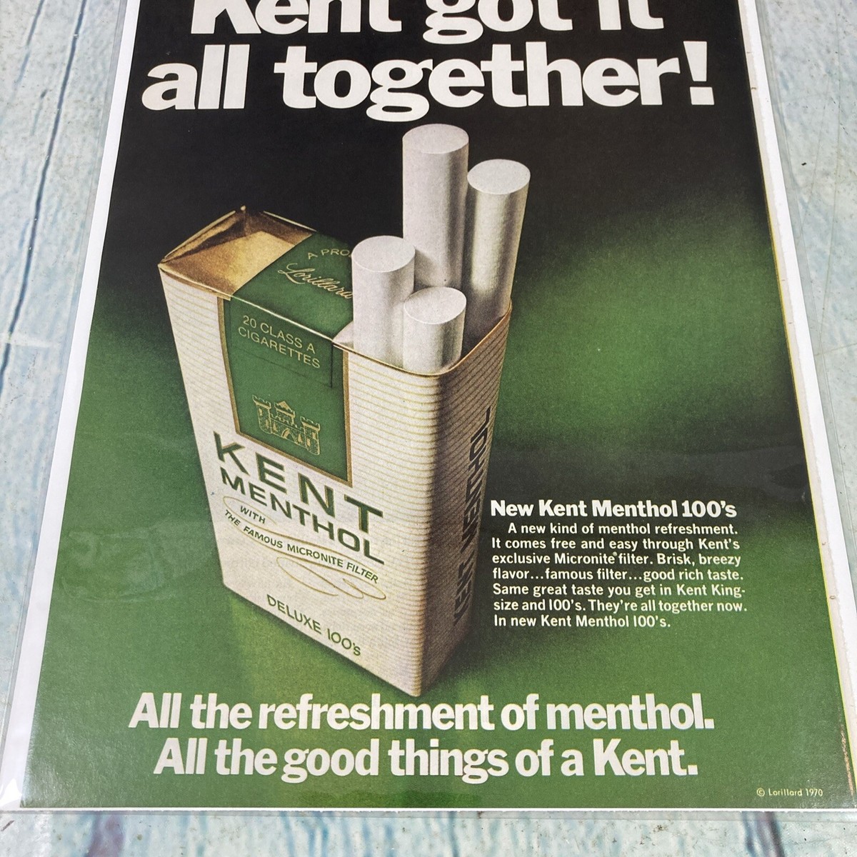 how much were cigarettes in 1970 1970 Kent Menthol Cigarettes Vintage Print Ad/Poster Promo Art Magazine Page