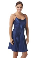 Ladies Short Satin Chemise / Nightie - Navy - Sizes - 8/10 & 16/18 - CLEARANCE
