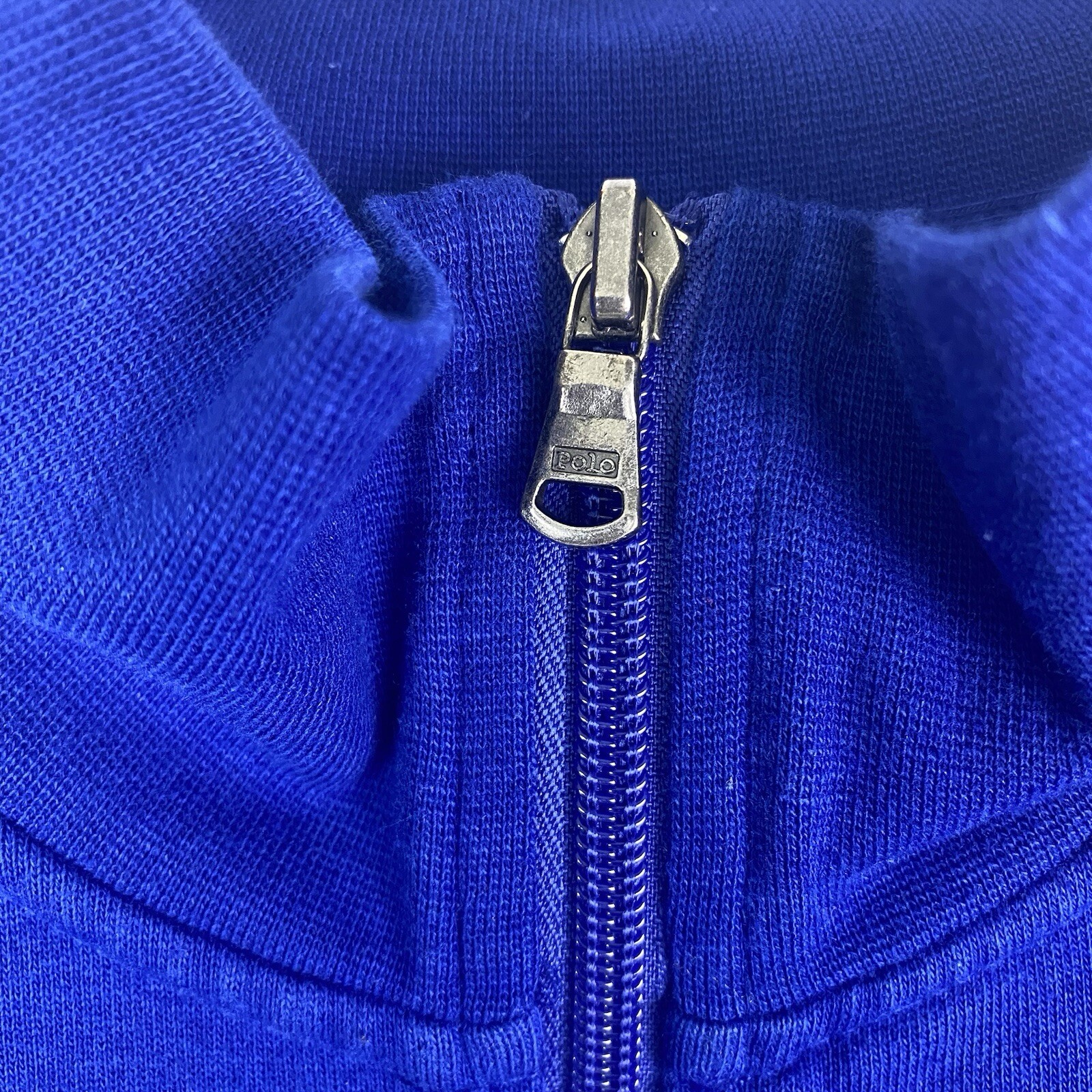 Polo Ralph Lauren maglione zip track jacket uomo grande blu pony logo pile