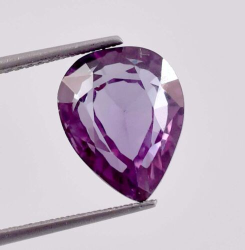 Rare 7.25 Ct Natural Color-Change Gray Purple Alexandrite Pear Cut Certified - Photo 1/4