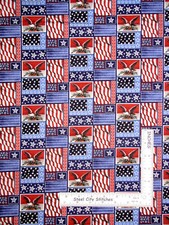 Patriotic Eagle Flag Star Fabric Collage Stars Stripes Cotton Santee By The Yard