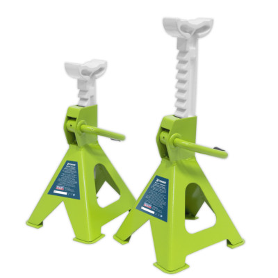 Sealey Axle Stands (Pair) 2tonne Capacity per Stand Ratchet Type - Hi-Vis Gre...