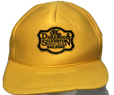 Vintage Durango & Silverton Rail Road Trucker Mütze Schaumstoff Netz gelb Druckknopflasche
