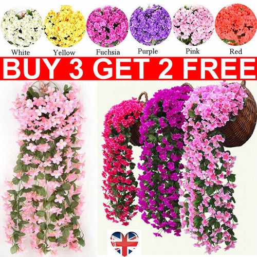 Artificial Fake Hanging Flowers Vine Plant Home Garden Indoor Outdoor Decor UK