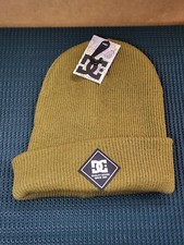 DC Shoes Men's Brown Stretch Fit Knit Cuffed Label Beanie Hats Cap - One Size
